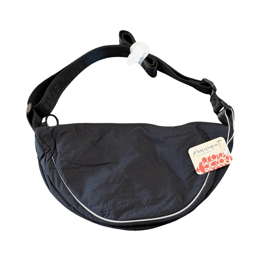 Free People FP Movement Hudson Sling Bag Black Ripstop Nylon Crossbody NWT